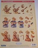 A4 3D step by step Hummel decoupage sheet - musical angels
