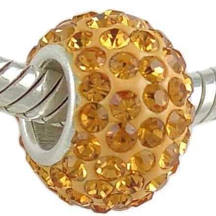 Topaz CZ PAVE November Birthstone 925 Sterling Silver Bead fits European Charm Bracelet