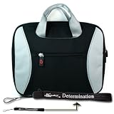 Kroo TAG 2-Tone Nylon Carrying Case Puch for Eviant T7 7-Inch Portable LCD TV (Black/Silver) + EBIGVALUE TM 4-INCH DETERMINATION HAND STRAP