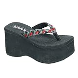 FUNN-17, 3 1/2 Inch Skulls Print Blk Pu Sandal