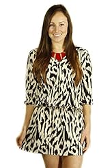 Sophisticated Polyester Elasticized Dropped   Waistline Zebra Print  Dress