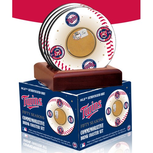 Steiner Sports MLB Minnesota Twins 50th Anniversary Coasters with Game Field Dirt (Set of 4)