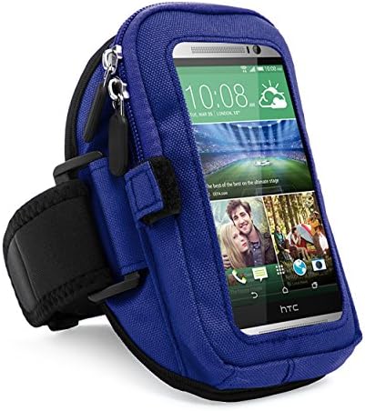 VanGoddy zippered Sport Case Cover Gym Running with removable strap Armband with card &amp; key slot for HTC One Max / M8 / M7 / BlackBerry Z10 (Blue)