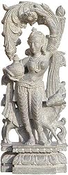 Collectible Figurines Human Sculpture Stone Carving 4.75 x 2.75 x 12 inches (sos010)