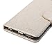 GMYLE iPhone 6 Plus Case, Wallet Case Classic for iPhone 6 (5.5 inch Display) - Champagne Gold Natural Silk Pattern PU Leather Slim Stand Case Cover (with 2 card slots and and money pocket)