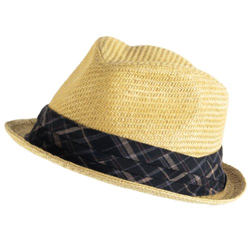 Upturn Brim Summer Stingy Fedora Trilby Hat Natural L/XL