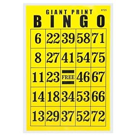 Giant Print Bingo Card