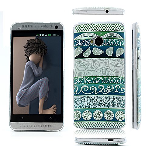 MOLLYCOOCLE Painted Series PC Case Green Tribal Pattern Phone Back Skin Cover Case for HTC ONE M7