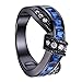 Black Stainless Steel Blue Created-Sapphire Cross Over Wedding Engagement Ring Women TKJ