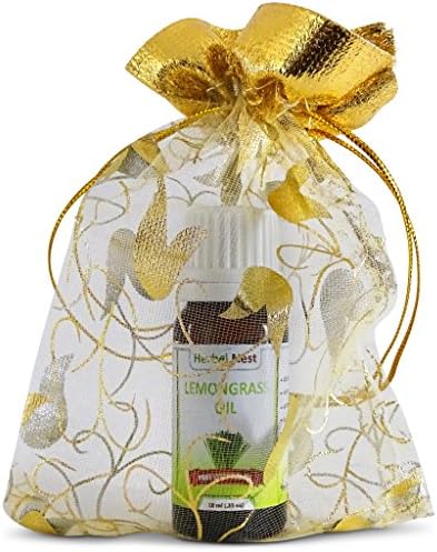 Lemongrass Essential Oil with FREE Organza Gift Bag - Undiluted, Pure, Therapeutic Grade, Premium Quality Aromatherapy Essential Oil - 10 ml