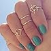 Meily(TM) Fashion Gold Plated Leaf Heart Joint Knuckle Nail Ring Set of Four Rings