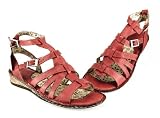 Gladiator Wedges Sandal By Lobo Solo - Capretto Rosso - Supple Cowhide Leather - Handmade - Sizes From 6 to 10