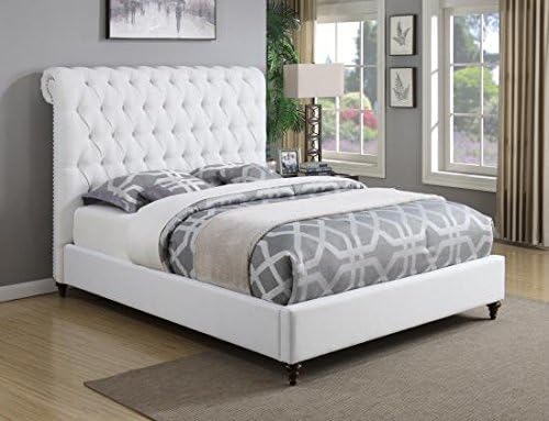 Janes Gallerie White Fabric Upholstered Eastern King Bed
