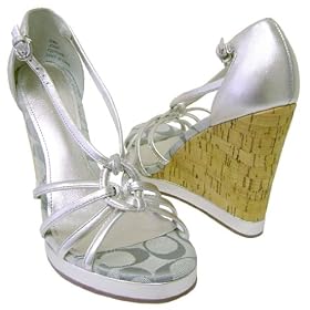 Coach Joslin Silver Signature Wedges Sandals Shoes New