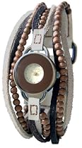 Kahuna KW06019L Ladies beaded multi-thong leather strap watch