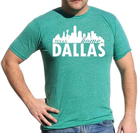American Eco Apparel DALLAS HOME Texas City Skyline Home Tee Tri Blend Unisex Shirt Large Kelly/White