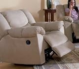 Rocker Recliner Sofa Chair in Beige Padded Microfiber