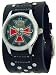 Black Leather Wide Band Red Cross Skull Trendy Fashion Fashion Design Steel Black Dial Gothic Punk Biker Wristband Watch