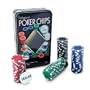 Relaxdays Pokerchips Spielchips ohne Wertaufdruck mit W�rfelsymbolen 100 St�ck inkl. Dealer Button in Metalldose