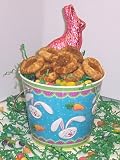 Gourmet Food : Scott's Cakes 1 lb. Cinnamon Apple Butter Cookies in a Blue Bunny Pail with Jelly Beans and Milk Chocolate Bunny