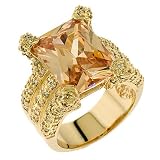 Designer Inspired CZ Citrine Gold Cocktail Ring