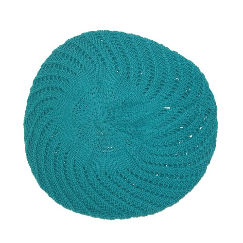 CTM® Womens Cotton Claudette Woven Knit Beanie Beret Hat