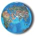Aqua Crystal Earth Sphere with Natural Earth Continents, Glass Stand Included, 1.4 Inch Diameter