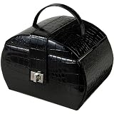 Olivia Mele & Co. Rounded Purse Style Croco Faux Leather Jewelry Box in Jet Black