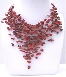 Coral Stone Nugget Necklace Stone Chip Multiple Drop Tassel Lovely Necklace (BRAND NEW)