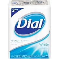 Dial White Antibacterial Soap Bar, 4-Ounce Bars, 3-Count