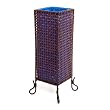Handmade Natural Bamboo Lattice Table / Desk Lamp With Royal Blue Silk Liner