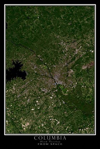 Columbia South Carolina From Space Satellite Art Poster 16 x 24 inches