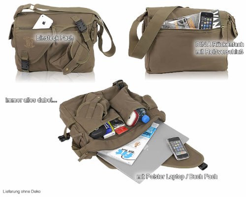Elephant Netbook CANVAS Messenger Bag Evolution Tasche - Army Olive NEU