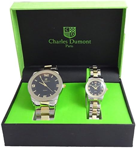 Charles Dumont Paris His &amp; her Gift Set Silver &amp; Gold Two Tone Alloy Metal Case