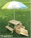 Kids Patio Picnic Table, Toy Chest and Umbrella 13688 - Unfinished Fir, Indoor / Outdoor, for Ages 2 to 5, Only 10 Sets on Sale!