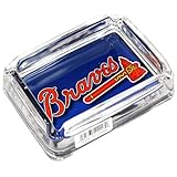 Picture Atlanta Braves Glass Ashtray - Dimensions 3 Inch x 4 Inch - Simulated Black Velvet Botton