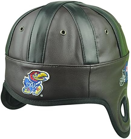 NCAA Kansas Jayhawks Helmet Head Game Day Faux Leather Hat Cap Brown One Size