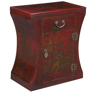 Discount Exp Handmade Oriental Furniture 24 Inch Antique Style Red Leather Hourglass End Table Chinese Furniture Thanhluan00022