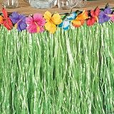 Hawaiian Luau Hibiscus Green Table Skirt 9Ft Party