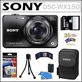 Sony Cyber-shot DSC-WX150 18.2 MP Digital Camera with 10x Optical Zoom and 3-inch LCD in Black + Sony 8GB SDHC + Sony Came...