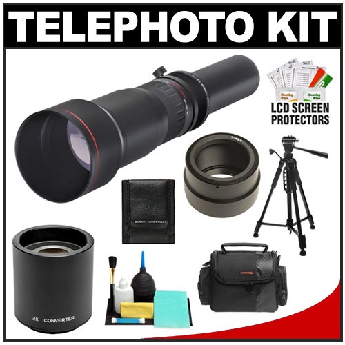 Vivitar Series 1 650-1300mm f/8-16 Telephoto Zoom Lens & 2x Teleconverter (= 650-2600mm) with Case + Tripod + Accessory Kit for Sony Alpha NEX-3, NEX-5, NEX-C3, NEX-5N, NEX-7 Digital SLR Cameras