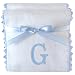 Princess Linens Garden Pique Burp Pad Set - White with Light Blue Rick Rack Trim-G