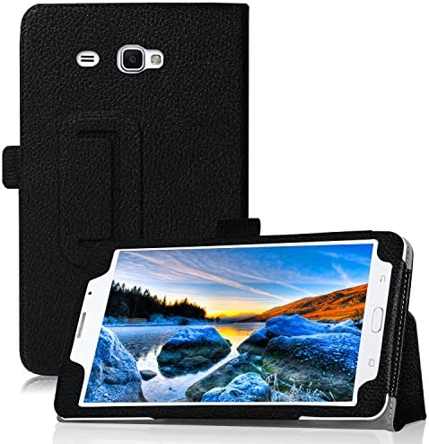 Galaxy Tab J 7.0 Case Cover - WizFun PU Leather Case Cover For 7" Samsung Galaxy Tab J / J Max 7.0 SM-285 [2016 Release] Tablet (Black)