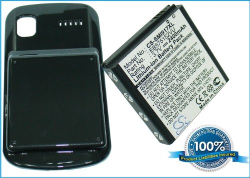 Cameron Sino CS-SMI917XL Extended Cell Phone Battery + Back Cover for Samsung Focus SGH-i917 / Cetus / SGH-i917 Focus - 2400 mAh - Retail Packaging