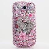 3D Luxury Swarovski Crystal Diamond Pink Silver Butterfly Design Case Cover for Samsung Galaxy S3 S III i9300 fits Verizon, AT&T, T-mobile, Sprint and other Carriers (Handcrafted by BlingAngels)