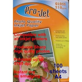 A4 Gloss Glossy 210 gsm photo inkjet printer paper 100 Sheets