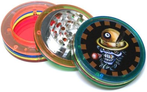 Smoking skull with 8ball Hat design 2.75'' CNC Acrylic Plastic Herb Tobacco Spice Grinder 3 parts