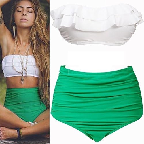 Vintage Ruffle High Waist Bikini Swimwear Women Swimsuit Bathing Suit Swimsuits Moda Praia Biquini Biquinis Women Biquines 2015