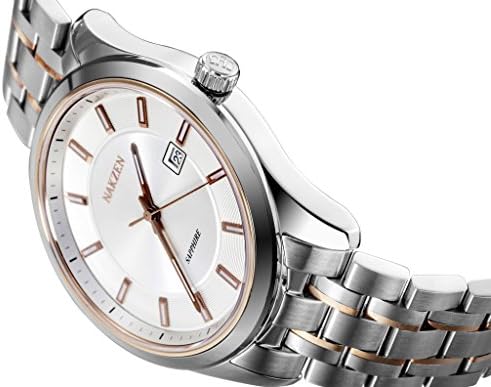 NAKZEN Men's Quartz Watches White and Rose Gold Dial Part Rose Gold Stainless Steel Diameter 42mm
