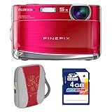 Fujifilm FinePix 12.0MP Digital Camera with Carry Case and 4GB SD 
Card - Red (Z70)